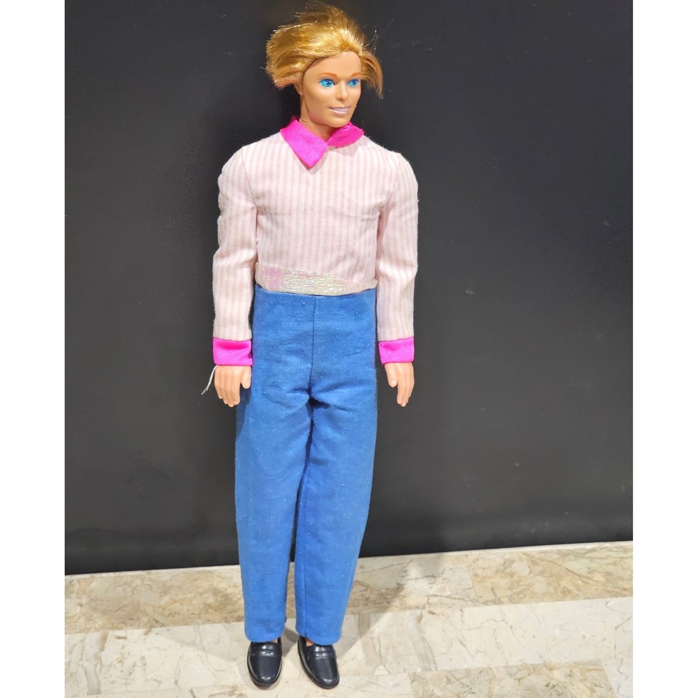 Vintage Mattel Ken Doll 1968 Original Outfit‎ Blue Pants Pink Stripe Shirt